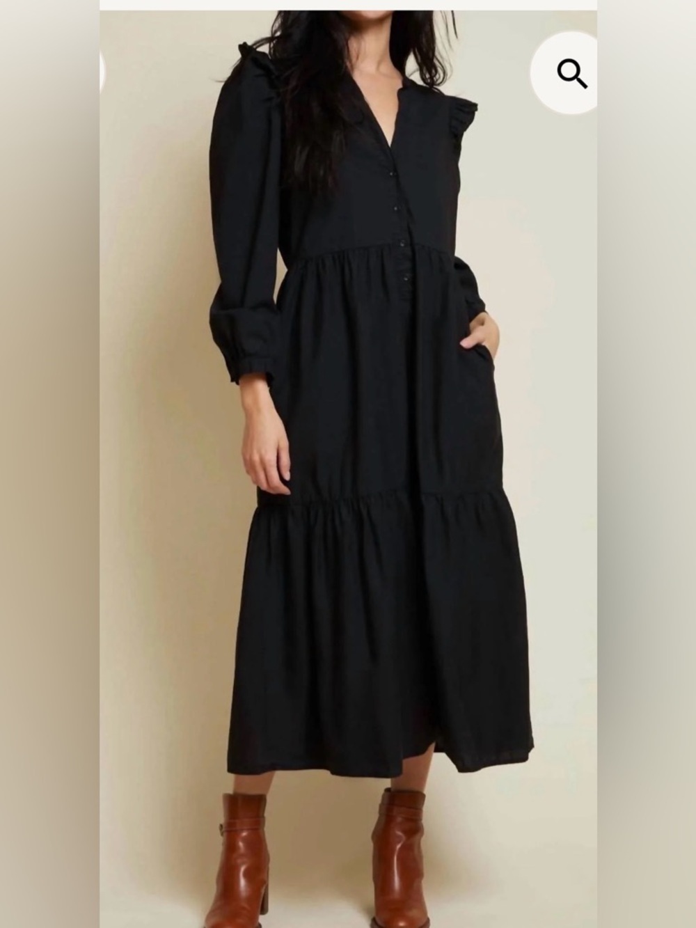 Nation LTD Dalia brown tiered midi dress L
